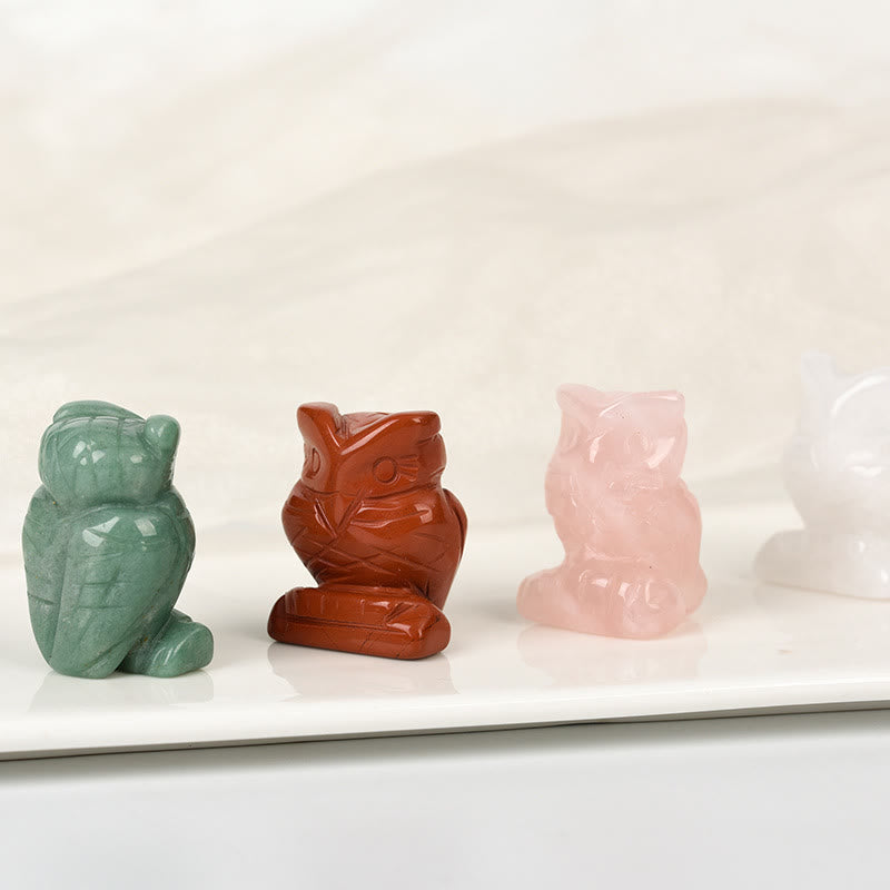 Sculpture artisanale en cristal naturel de hibou Olivenorma