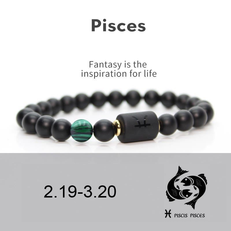 Bracelet homme en onyx noir naturel avec signe du zodiaque Olivenorma