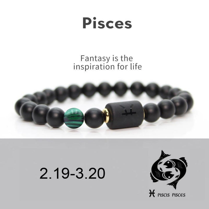 Bracelet homme en onyx noir naturel avec signe du zodiaque Olivenorma
