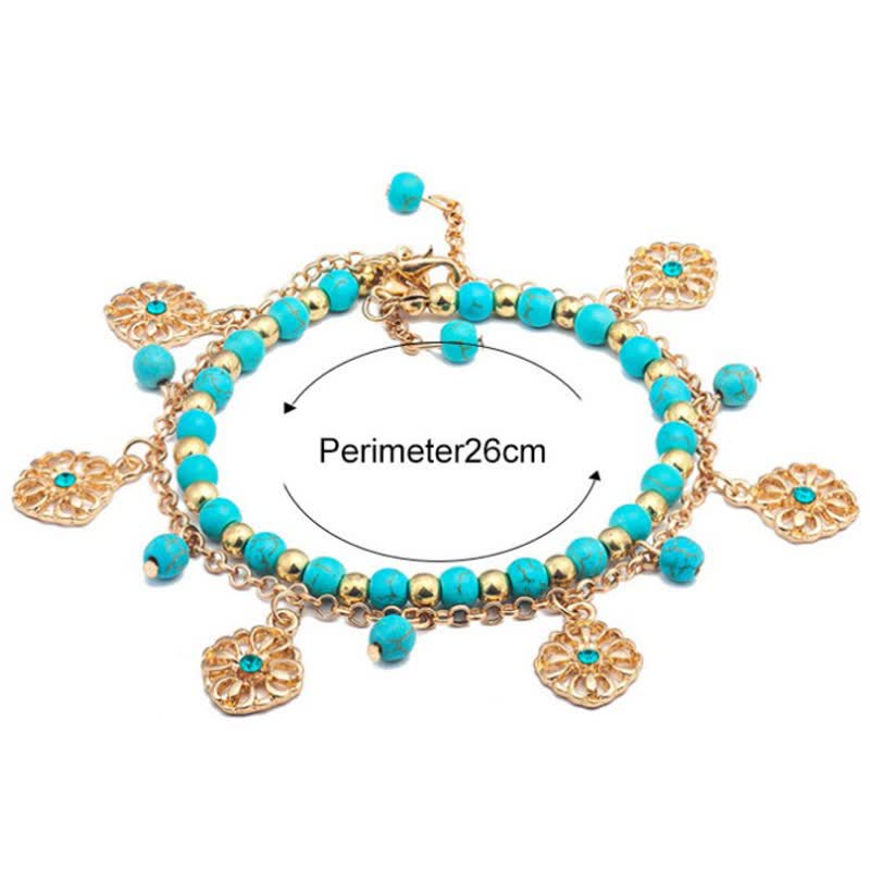 Bracelet de cheville unique en perles turquoise Olivenorma , 2 pièces