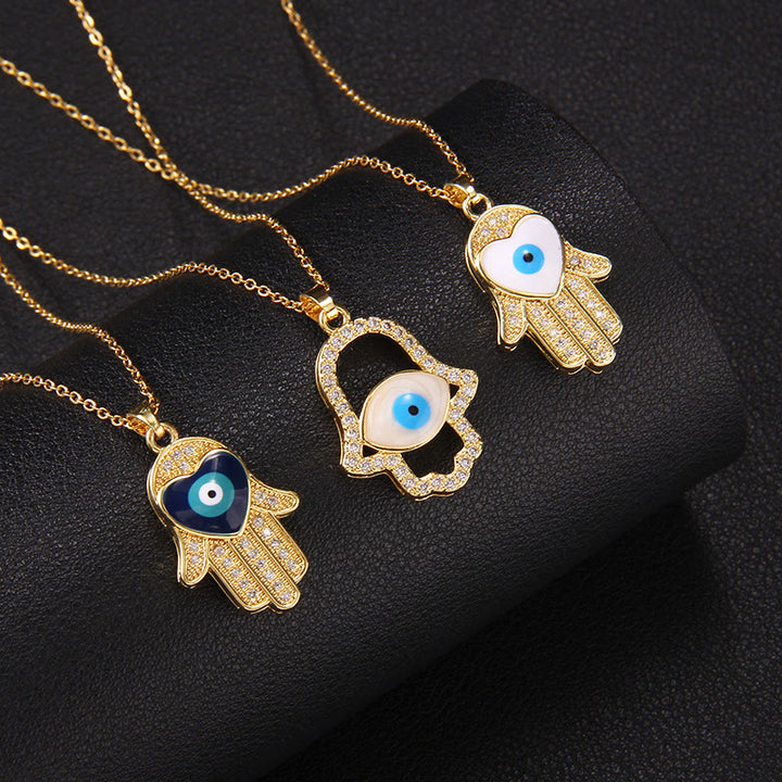 Collier Hamsa avec mauvais œil « Bonne fortune » Olivenorma