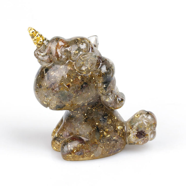 Décoration en pierres précieuses de licorne en cristal Olivenorma