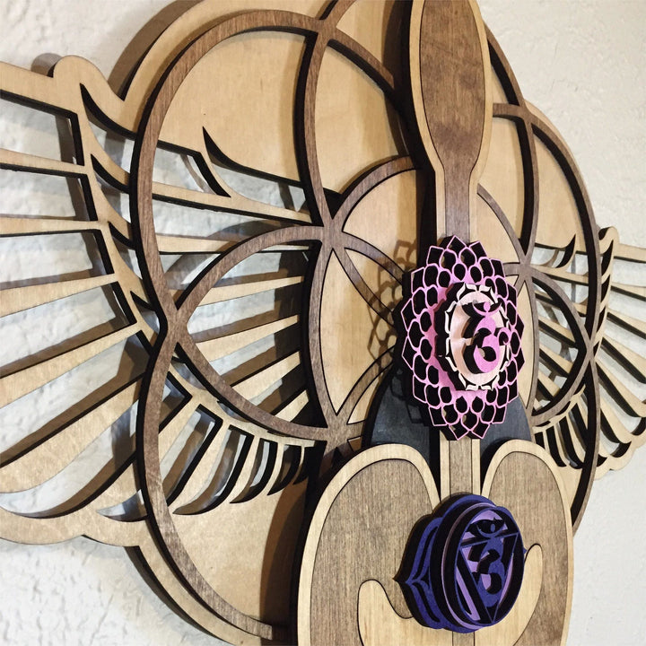 Décoration murale en bois teinté peinte à la main Olivenorma Kundalini Chakra