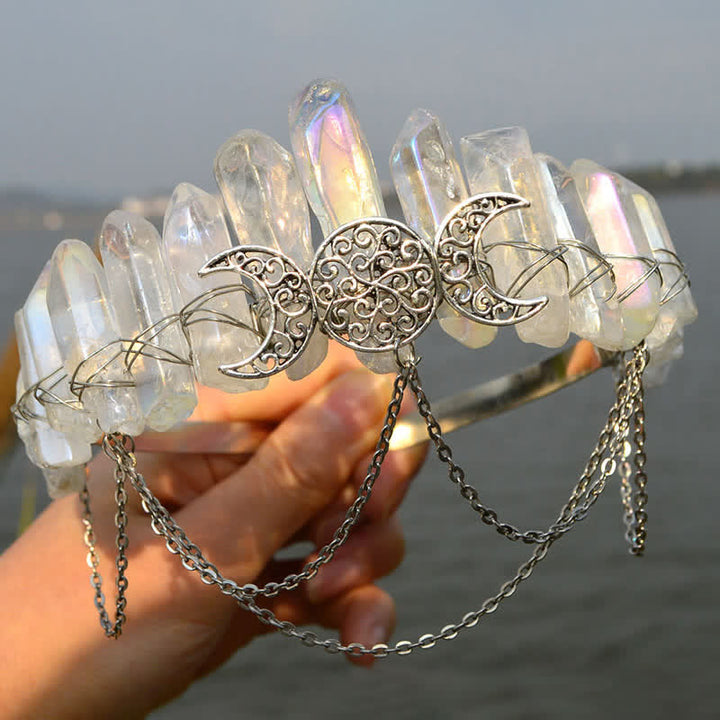 Couronne de cristal naturel de déesse de croissant de lune Olivenorma