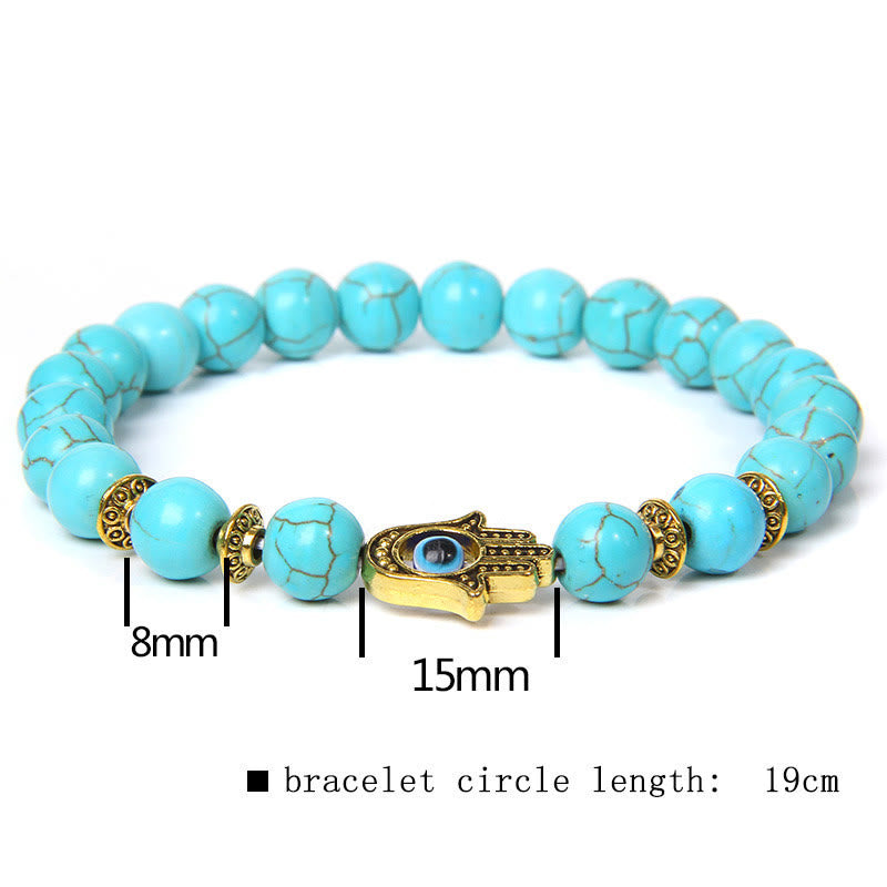 Bracelet homme Olivenorma Evil Eye Hamsa 8 mm en perles naturelles