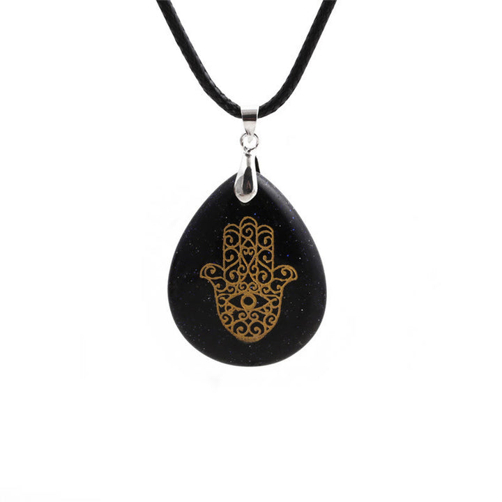 Collier pendentif Hamsa en cristal naturel en forme de goutte Olivenorma