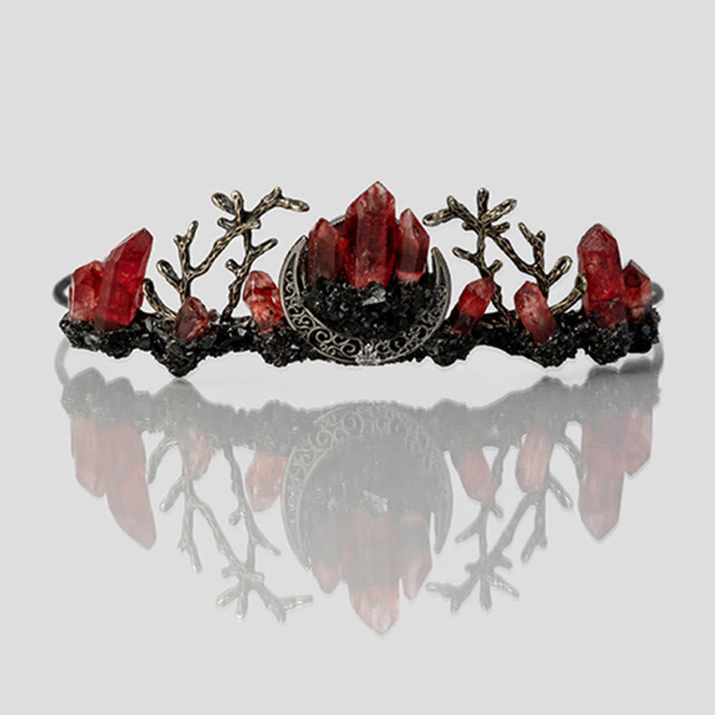 Couronne de cristal de branche de lune de sorcière en quartz rouge Olivenorma