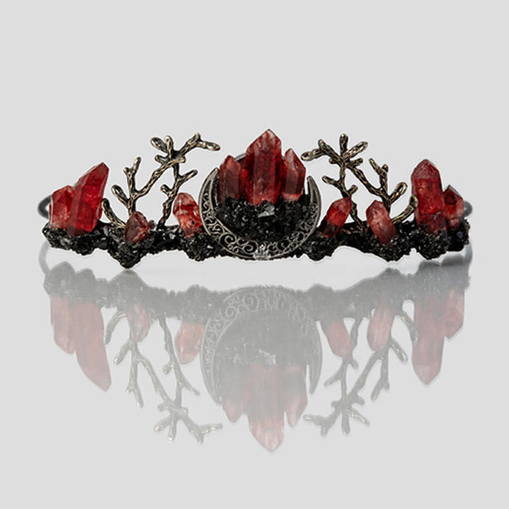 Couronne de cristal de branche de lune de sorcière en quartz rouge Olivenorma