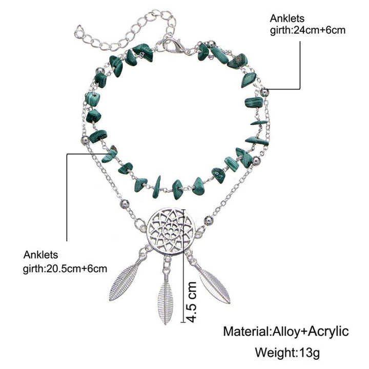 Bracelet de cheville en gravier de malachite naturelle Olivenorma