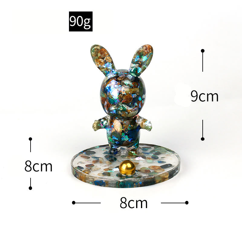 Support de téléphone portable en époxy pour lapin en gravier de cristal naturel Olivenorma