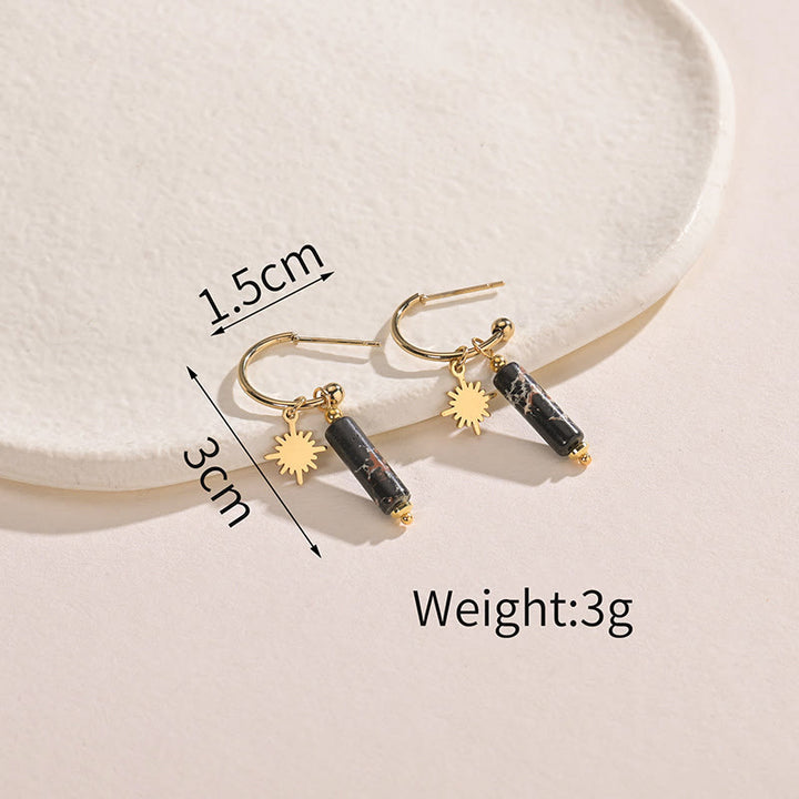 Boucles d'oreilles pendantes en pierre naturelle Olivenorma en acier inoxydable 14 carats