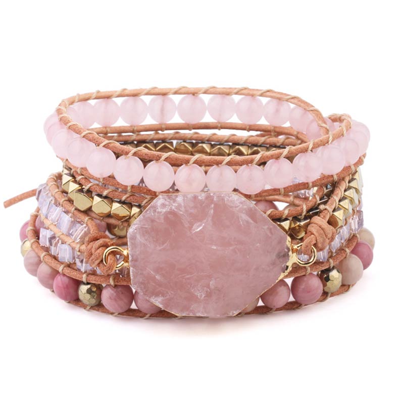 Bracelet en pierre de quartz rose Olivenorma