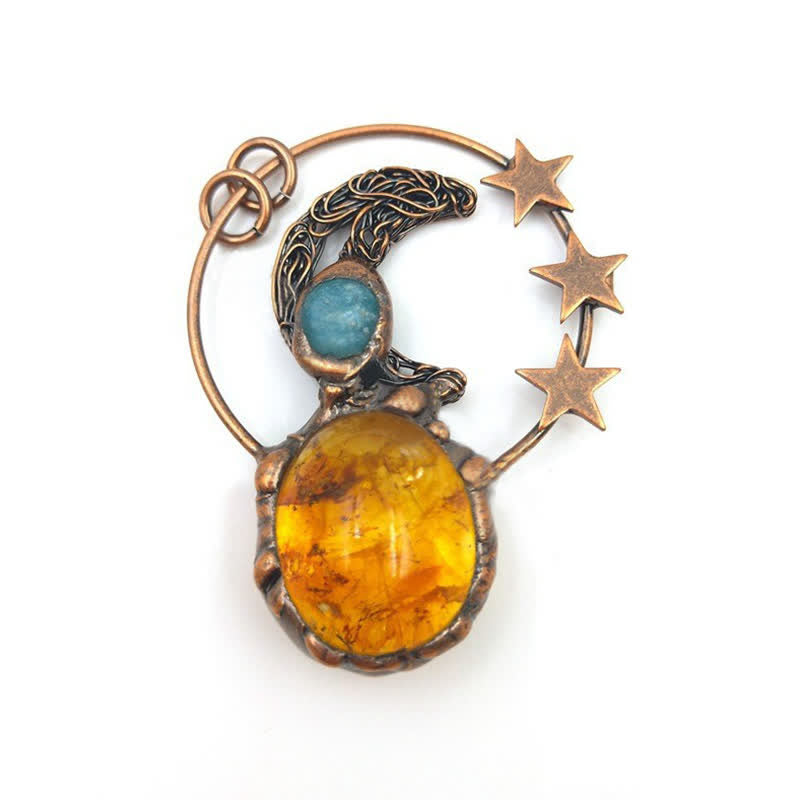 Collier Bohemia Olivenorma en quartz rose et améthyste avec étoile de lune