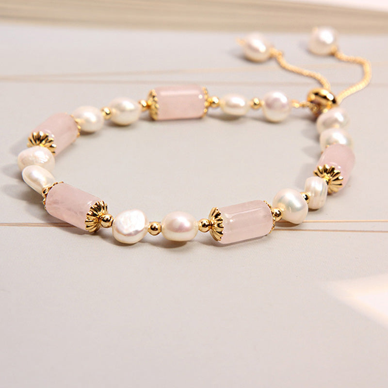 Bracelet en quartz rose avec perles de guérison
