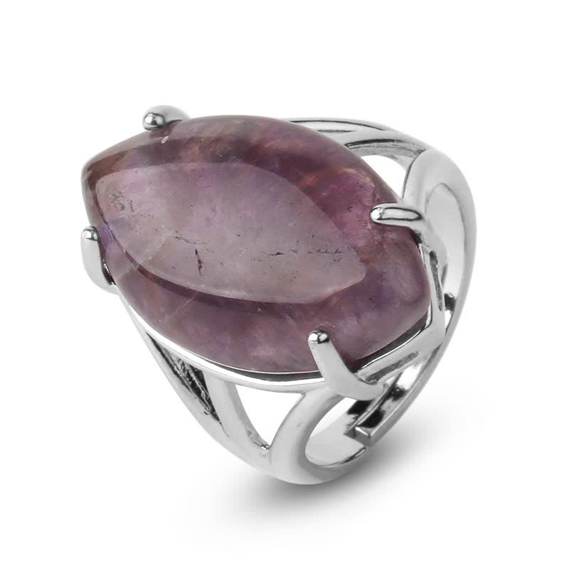 Bague ajustable en forme de graine de melon avec améthyste Olivenorma