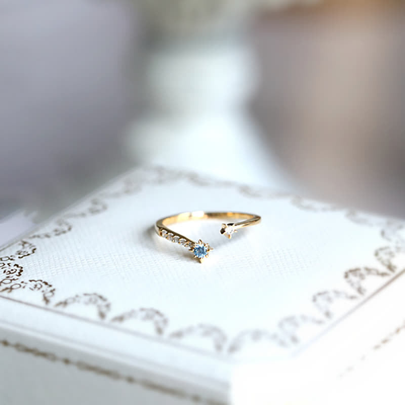 Bague en zircon lune et étoile
