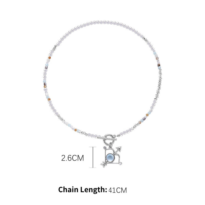 Collier pendentif en alliage avec pierre de lune et zodiaque Olivenorma