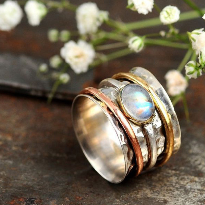 Bague porte-bonheur en pierre de lune Olivenorma