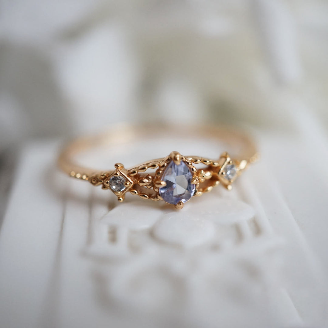 Bague ajustable en tanzanite naturelle Olivenorma