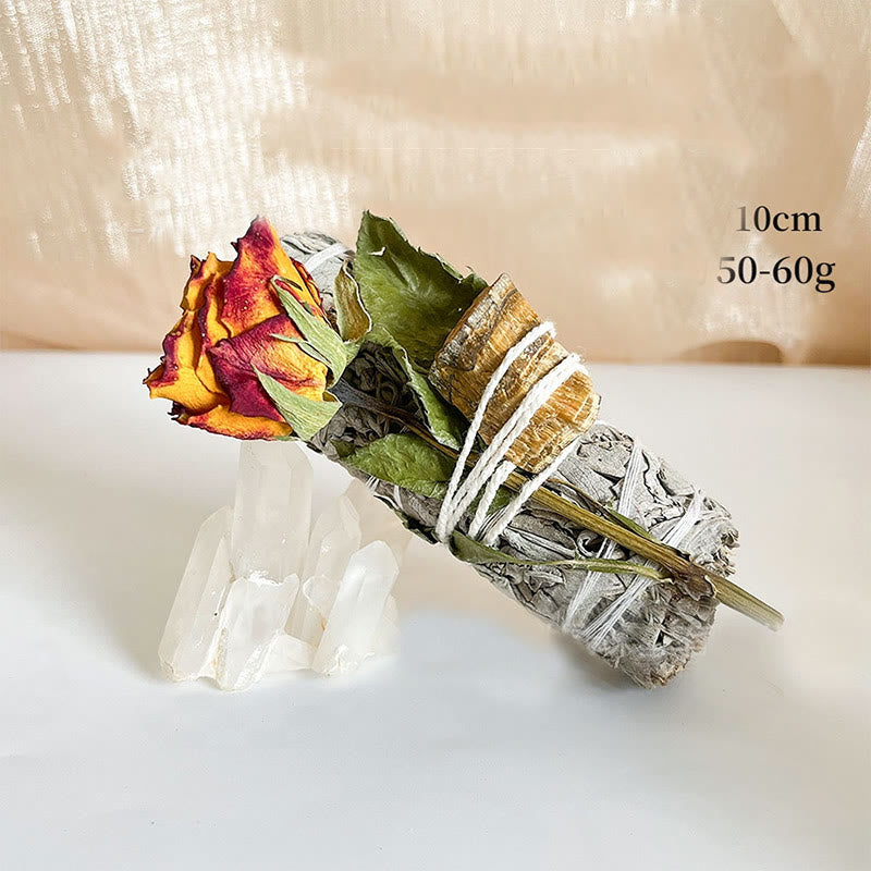 Olivenorma Plante en cristal naturel Rose Fleurs séchées Sauge blanche