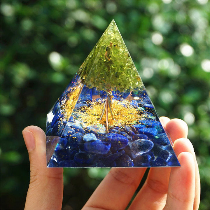 Olivenorma Océan de Sagesse - Lapis Lazuli et Péridot Arbre de Vie Pyramide d'Orgone - image 2