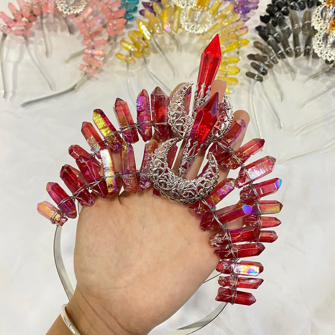 Couronne de cristal naturel avec bandeau de décoration de lune Olivenorma