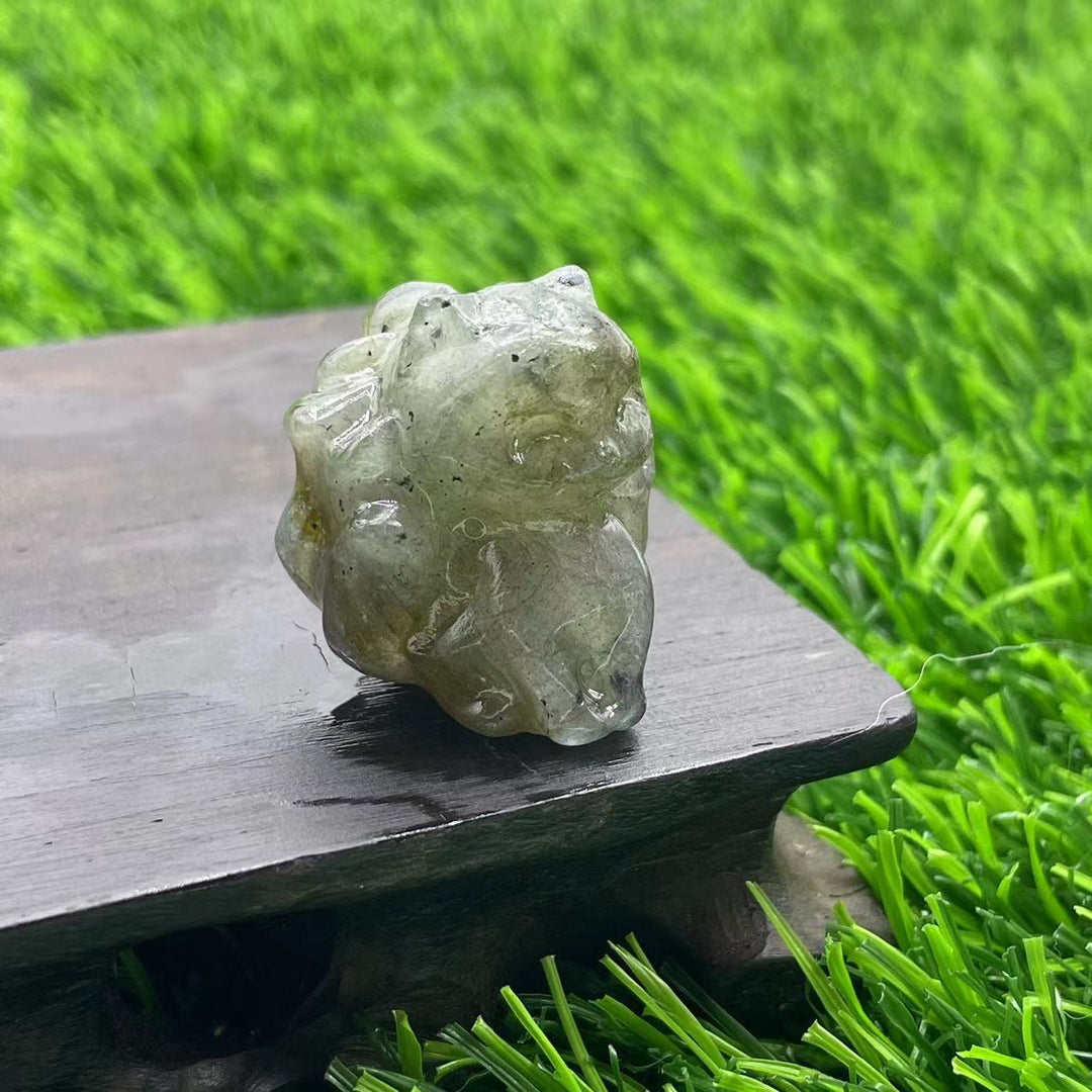 Décoration en pierre précieuse de renard à neuf queues en pierre naturelle Olivenorma de 3 cm