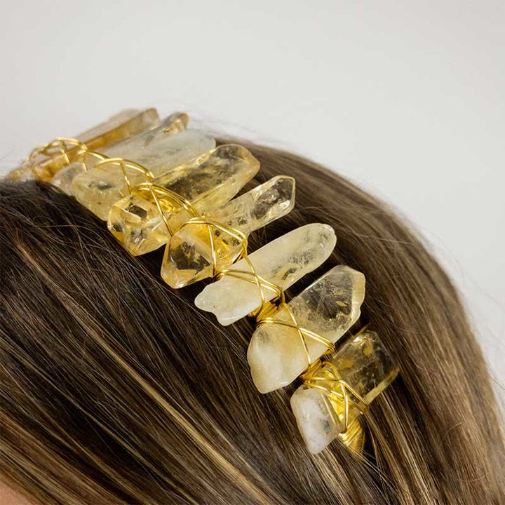 Couronne de cristal pour bandeau de mariée en or et citrine Olivenorma