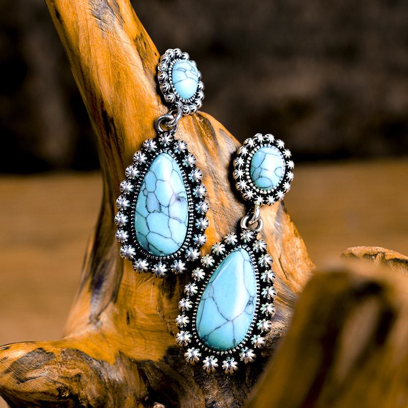 Boucles d'oreilles en argent turquoise en forme de larme Olivenorma