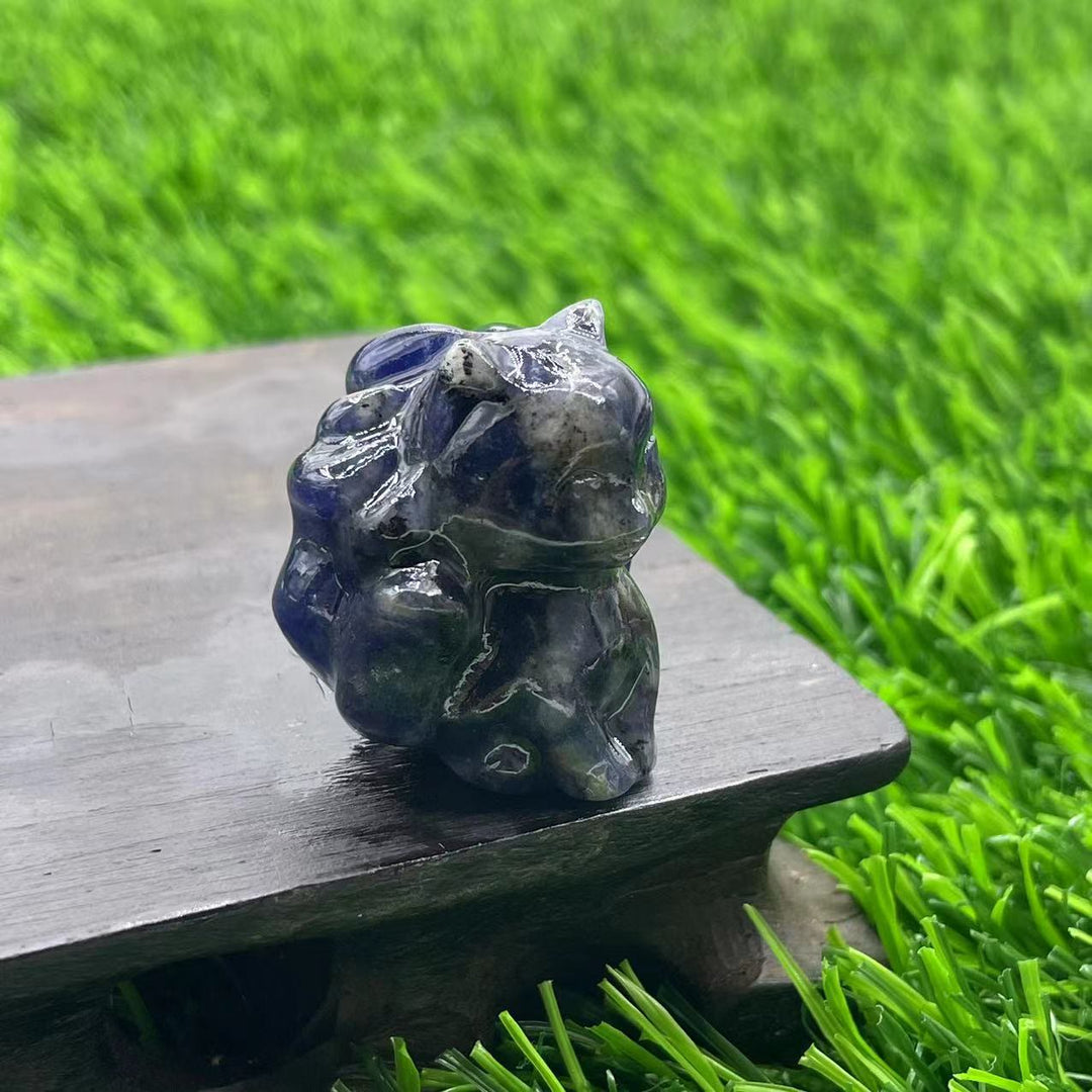 Décoration en pierre précieuse de renard à neuf queues en pierre naturelle Olivenorma de 3 cm