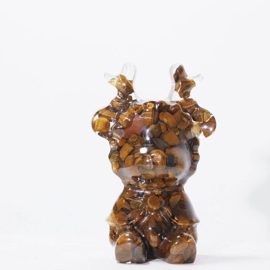 Décoration en pierre précieuse en forme d'élan en cristal naturel Olivenorma