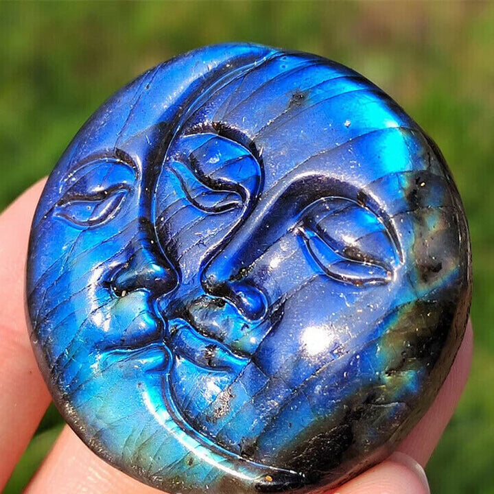 Ornements de visage de lune en labradorite naturelle Olivenorma Décoration en pierres précieuses