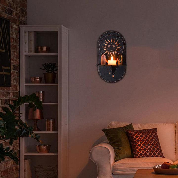 Bougeoir mural en cristal avec support pour bougies Olivenorma Moon And Stars