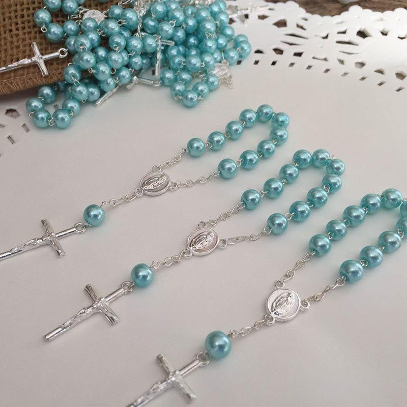 Bracelet chapelet en perles avec croix de la Vierge Marie Olivenorma