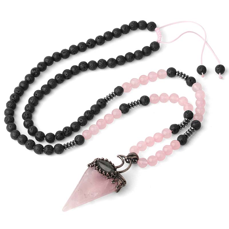 Collier de perles de méditation prismatiques en pierre naturelle Olivenorma