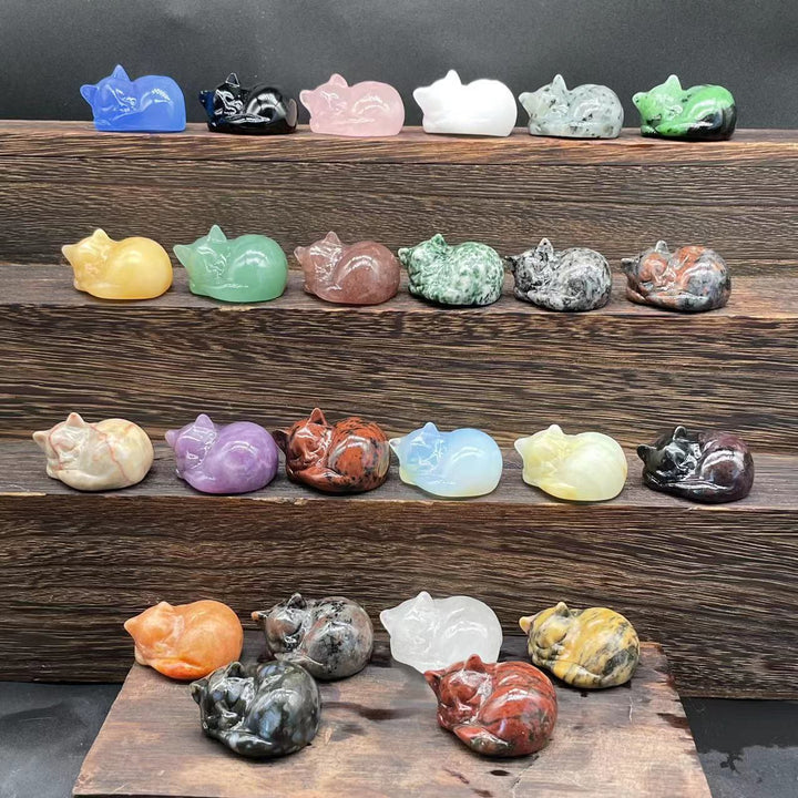 Décoration en pierre précieuse pour chat en cristal naturel Olivenorma de 4 cm