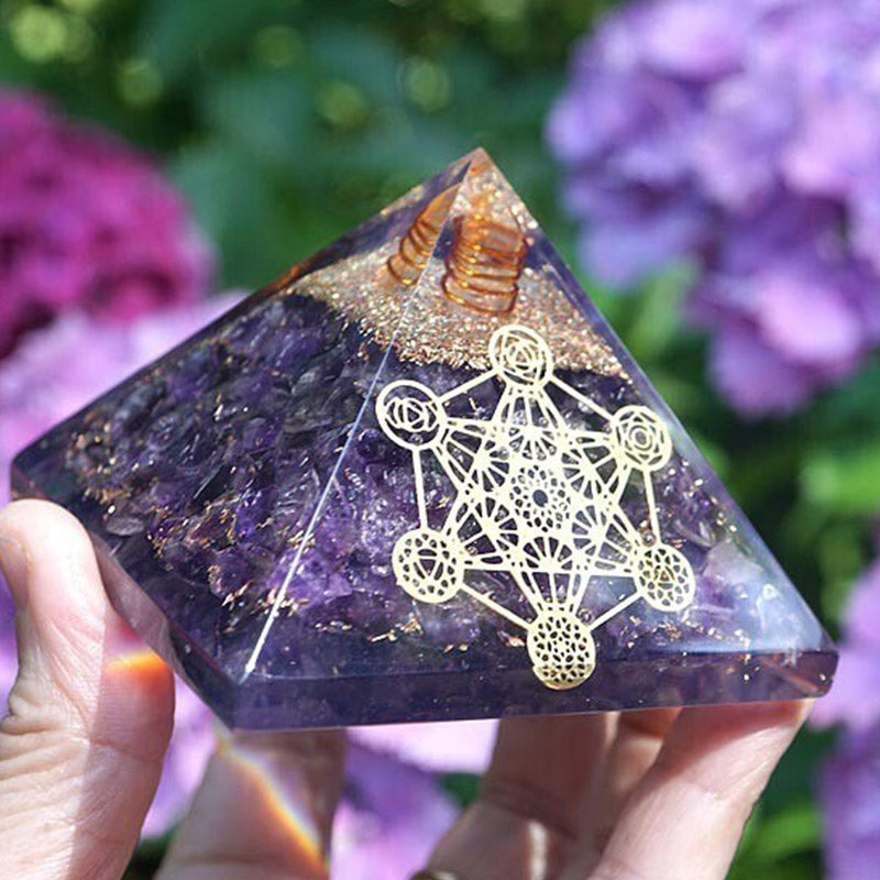 Pilier en cristal transparent Olivenorma Cube de Métatron Pyramide d'orgone