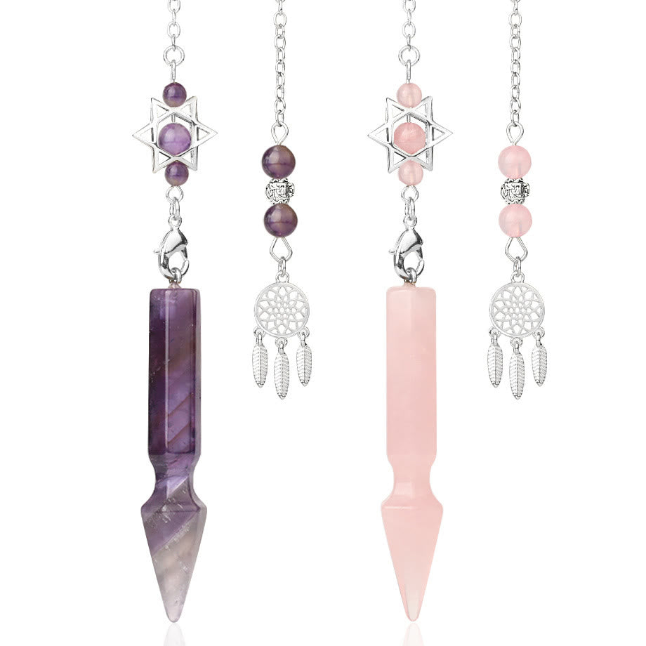 Pendule Lotus Metatron en cristal naturel Olivenorma
