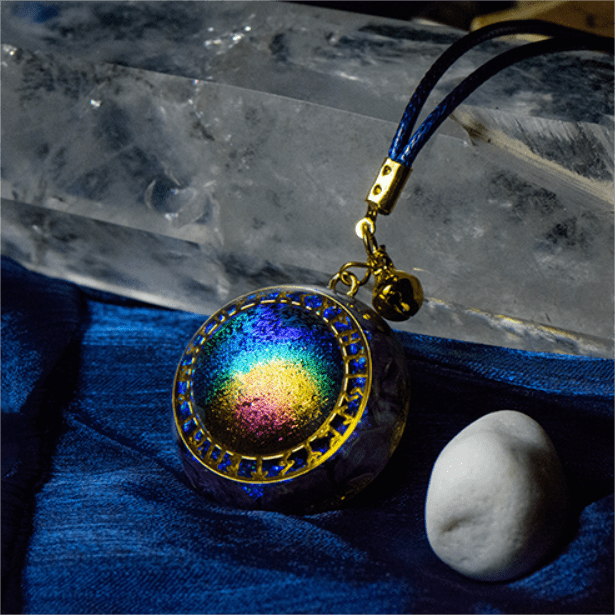 Collier Orgone avec pendentif étoile en tourmaline arc-en-ciel et bague chrono Olivenorma