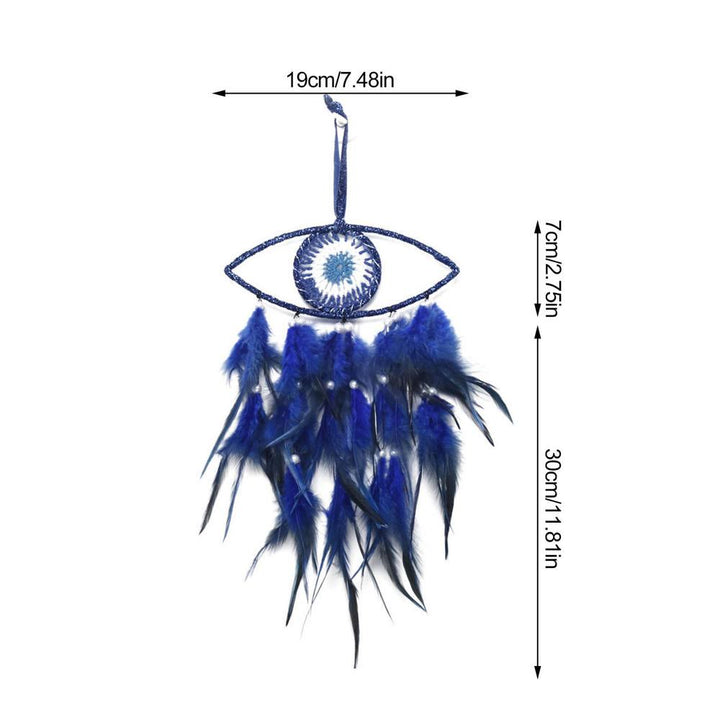 Attrape-rêves en plumes bleu mauvais œil Olivenorma