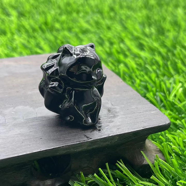 Décoration en pierre précieuse de renard à neuf queues en pierre naturelle Olivenorma de 3 cm