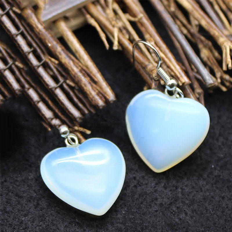 Boucles d'oreilles de guérison en cristal naturel avec cœur
