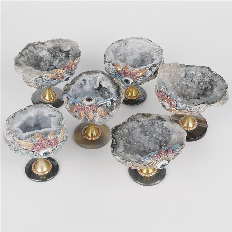 Géode de cristal naturel Olivenorma Décoration Saint Graal Mauvais œil