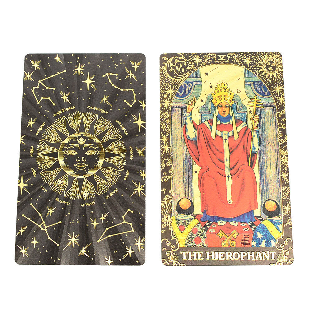 Cartes du jeu de tarot doré Olivenorma Black Gold Waite Foil