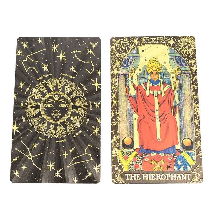 Cartes du jeu de tarot doré Olivenorma Black Gold Waite Foil