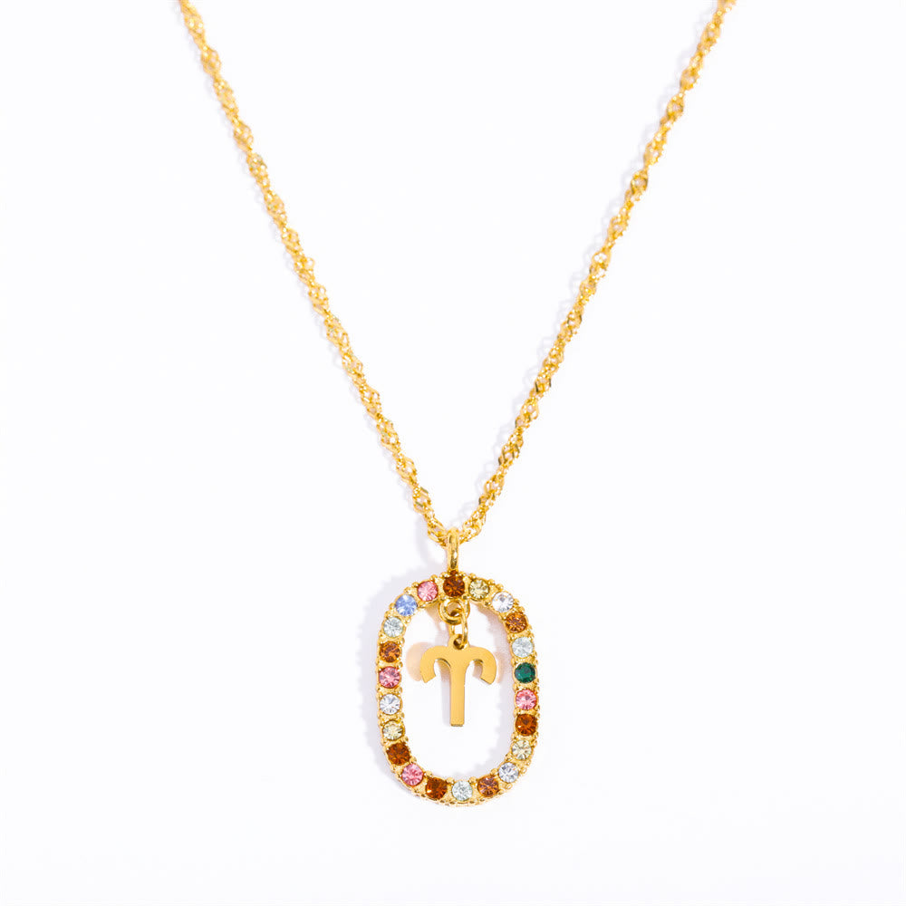 Collier constellation du zodiaque ovale ajouré en zircon Olivenorma