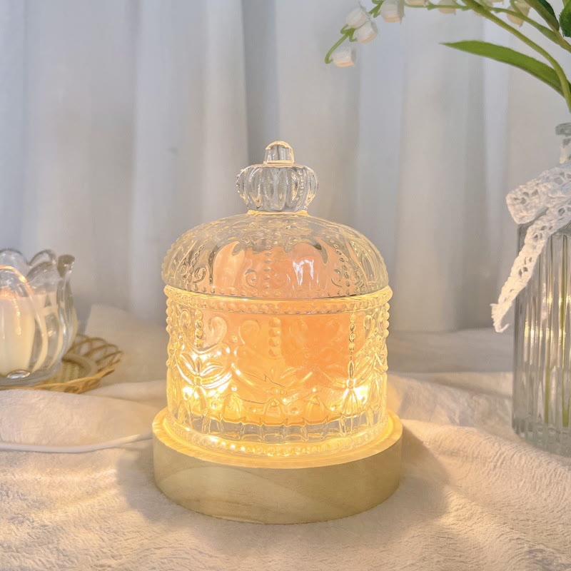 Lampe d'aromathérapie en cristal avec diffuseur en pierre sculptée Olivenorma