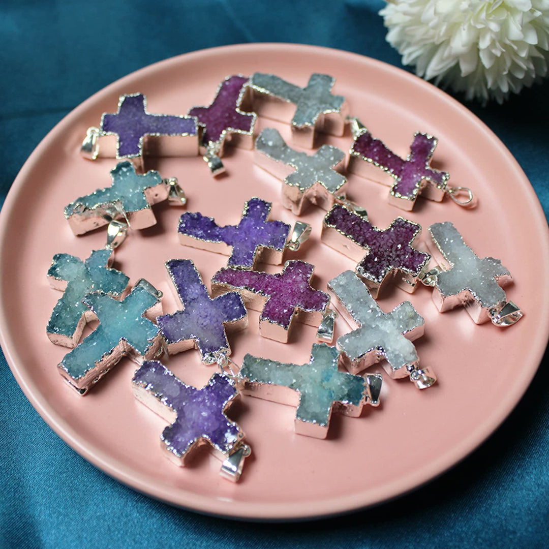 Collier en cristal naturel Reiki avec croix « Cœur guérisseur » Olivenorma