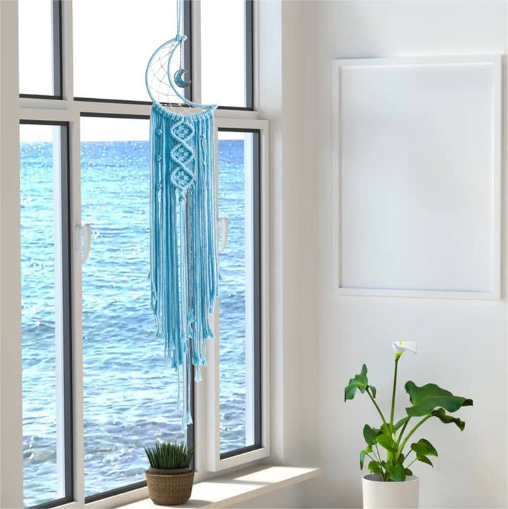 Attrape-rêves en macramé avec pompons et étoile de lune Olivenorma