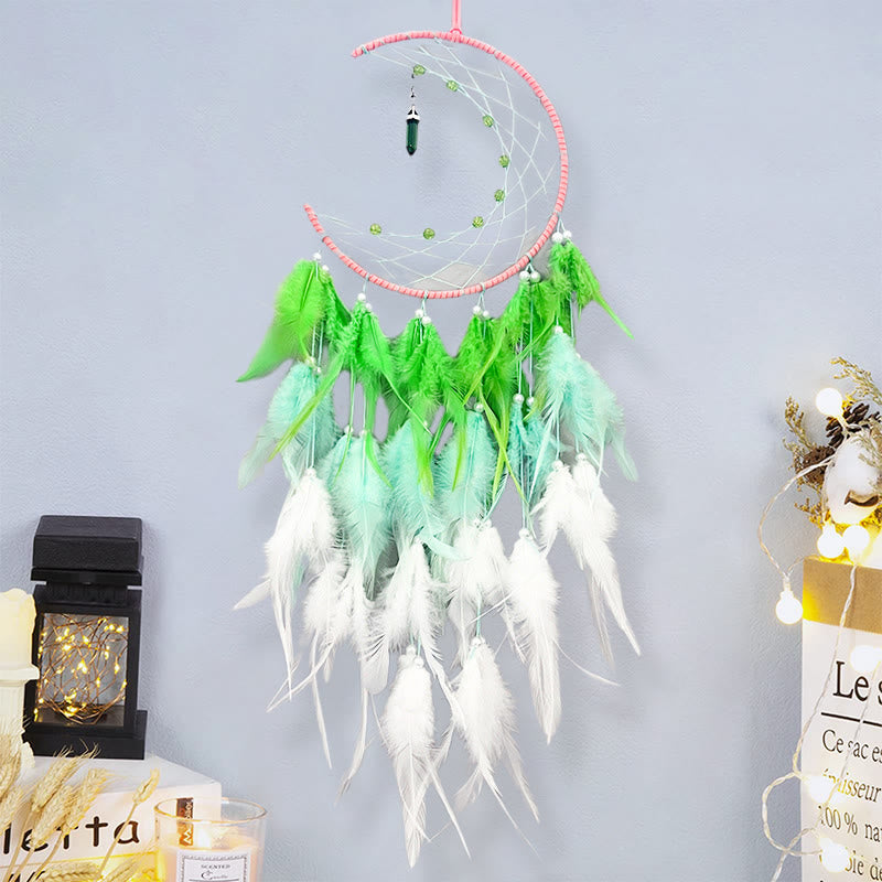 Attrape-rêves pendentif lune avec topaze bleue Olivenorma